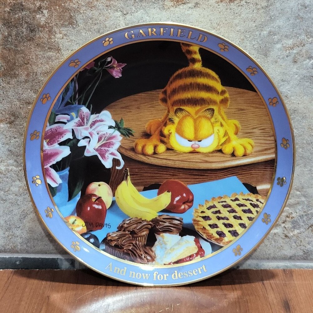 Danbury Mint Decorative Plate A Day With Garfield And Now For Dessert 1978  Jim